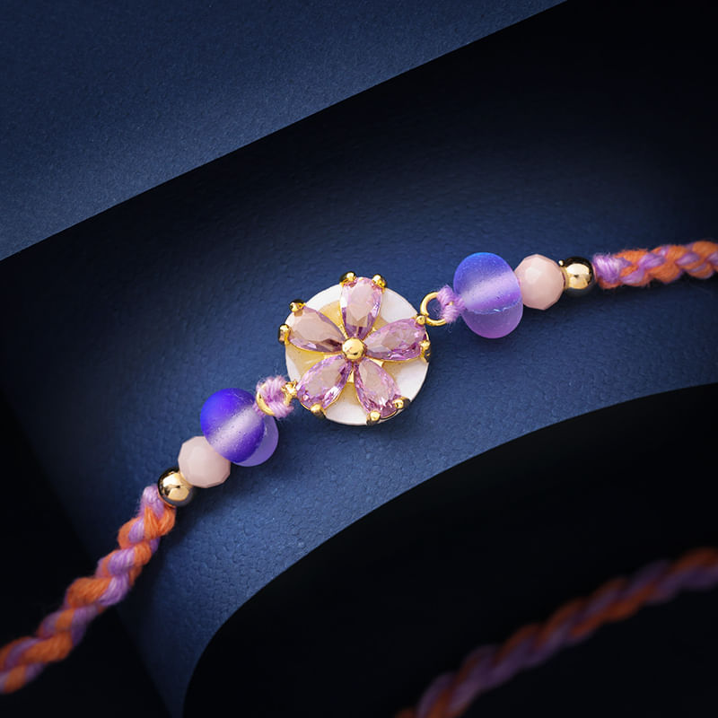 Floral Stone N  Beads Rakhi